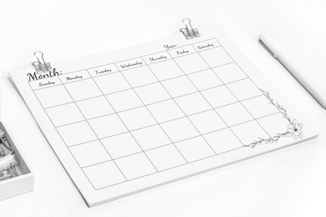 Printable Calendar, Minimalist Calendar, Blank Calendar Printable ...