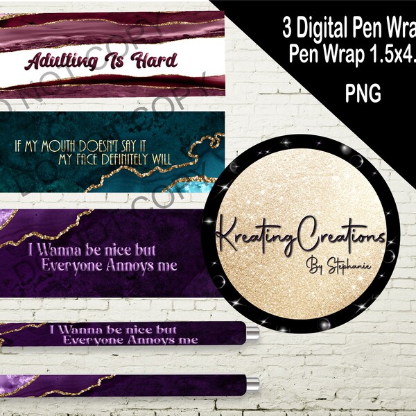 Adult Humor Sayings PNG Pen Wrap for download only