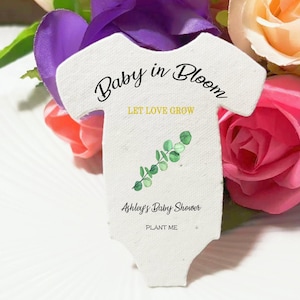 Bomboniere per baby shower con semi di carta piantabili, idee divertenti e personalizzate per baby shower, regali ecologici per gli ospiti, decorazioni per la doccia, annuncio di nascita