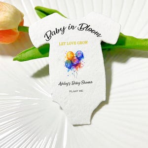 Bomboniere per baby shower con semi di carta piantabili, idee divertenti e personalizzate per baby shower, regali ecologici per gli ospiti, etichette di ringraziamento per decorazioni per la doccia