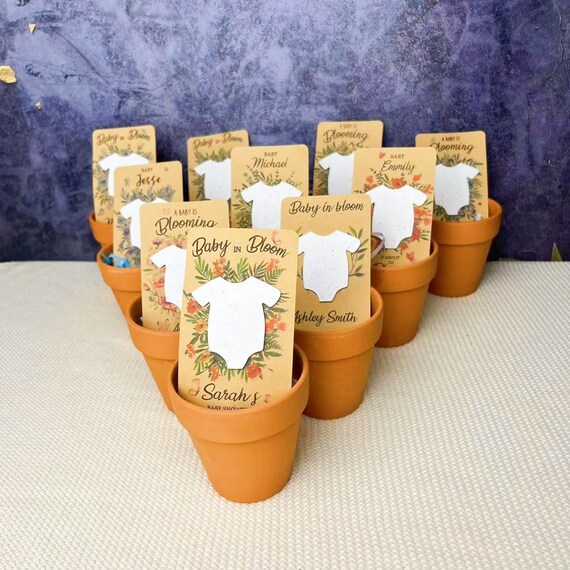 100-Pack Baby Shower Seed Favors - Self Adhesive Kraft Envelopes With Cards & Organza Bags