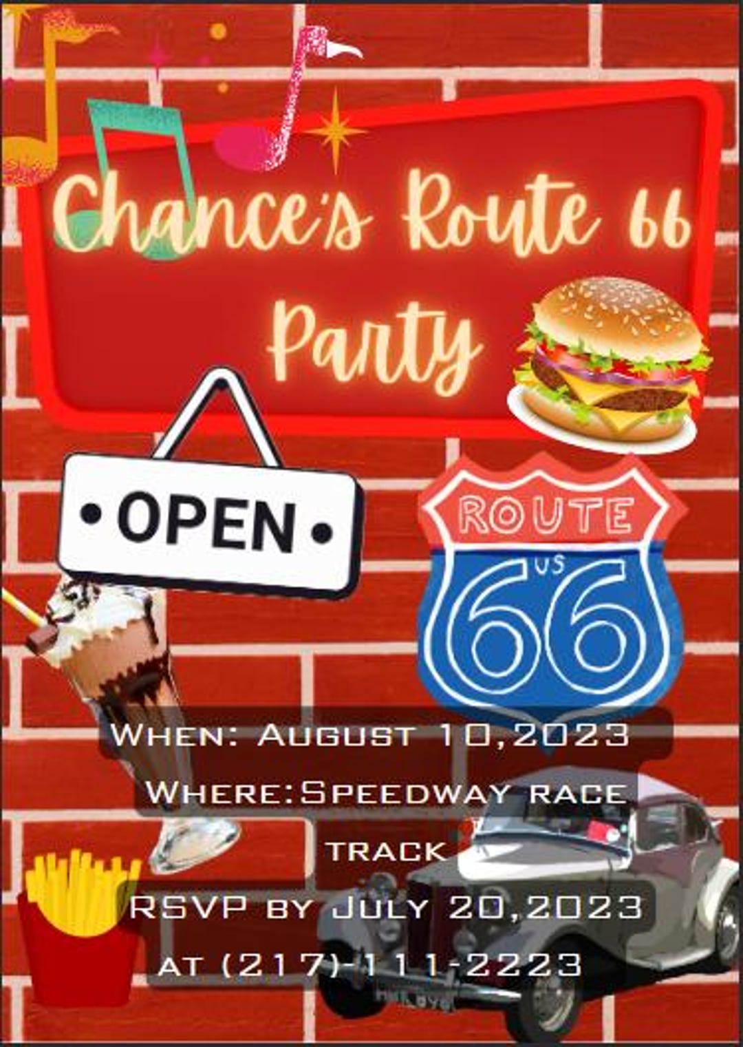 Route 66 Theme Birthday Digital Print - Etsy