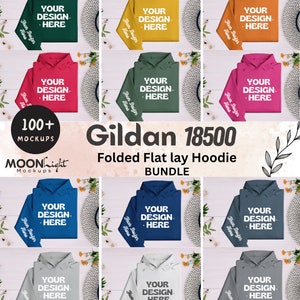 Gildan 18500 Hoodie Sleeve Mockup bundle G185 folded Hooded Sweatshirt Mockup Gildan 18500 flat-lay hoodie Sleeve Simple Sleeve Mock zdjęcie 2