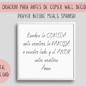 Decoración de pared de cocina o comedor, Oración antes de las comidas Español / Decoracion para la cocina o el comedor. Oración antes de comer. Descarga digital