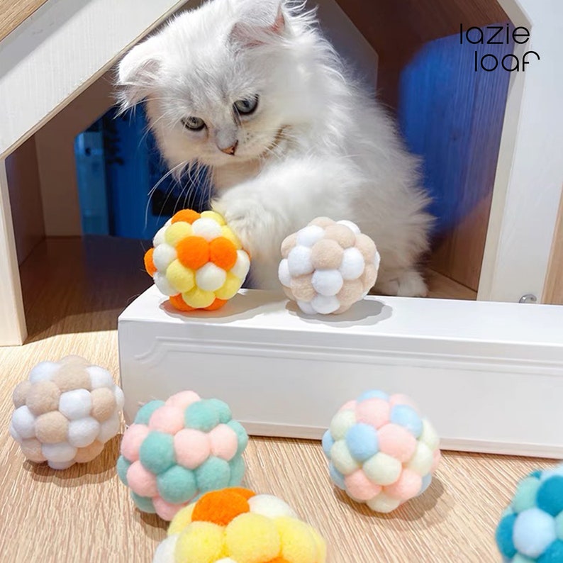 Colorful Handmade Bouncy Bell Ball Cat Toy Etsy