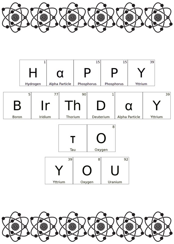 Science Birthday Card Happy Birthday to You Periodic Table Etsy UK