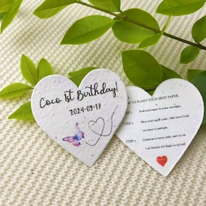 Personalisierte Geschenke zum 1. Geburtstag, individuelles Samenpapier Herz Hochzeitsgeschenke, bepflanzbare Herzformen Samenpapier, individuelle Duschpartygeschenke