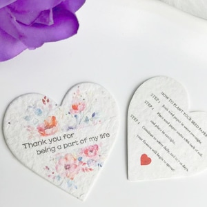 Custom Wedding Gift Favors Seed Paper Hearts Shapes Plantable Wildflower Grow Bulk Wholesale bundle of hearts Thank You Biodegradable