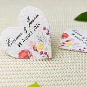 Custom  Wedding Favors Seed Paper Heart, Let Love Grow Plantable Seed Paper, Wildflower Seed Wedding Favor, Handmade Gift for Guest