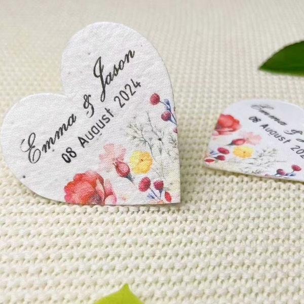 Custom  Wedding Favors Seed Paper Heart, Let Love Grow Plantable Seed Paper, Wildflower Seed Wedding Favor, Handmade Gift for Guest
