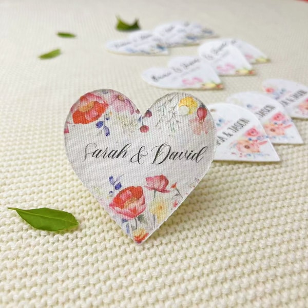 Custom Wildflower Seed Paper Heart Favors,  Unique Wedding Gift Favor, Let Love Grow Plantable Seed Paper Favor Cards, Thank You Tags