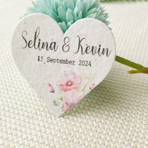 Cuori di carta riciclata personalizzati, bomboniere personalizzate, regali unici per matrimoni o eventi, pacchetto di semi nuziali sfusi