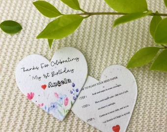 Custom Seed Paper Heart Favors: Biodegradable Wedding, Birthday, Shower