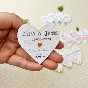 Bomboniere personalizzate in carta con semi sfusi, regali di nozze ecologici per gli ospiti, carta con semi a forma di cuore piantabile, bomboniere personalizzate per la doccia