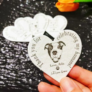 Personalisierte Hunde-Liebhaber-Hochzeits-Gastgeschenk, Geburtstags-Party Geschenke für Hundemama, kundenspezifisches Hundehochzeits-Geschenk, Hundeportrait-Samen-Papier, Hochzeits-/Duschedekor