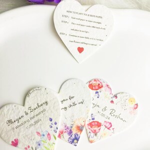 Bomboniere di nozze a forma di cuore di carta di semi personalizzate, regalo fatto a mano per gli ospiti, lascia che l'amore cresca carta di semi piantabili, regali di compleanno, carta di semi di fiori selvatici