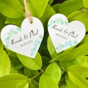 Cuore di carta per semi di bomboniere personalizzate, carta per semi piantabili Let Love Grow, cuore di carta per semi di bomboniere, regalo di nozze con semi di fiori di campo