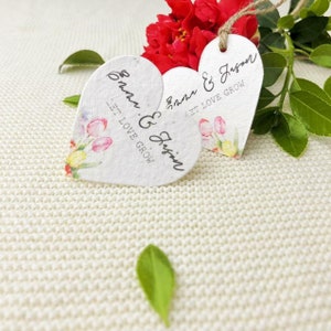 Benutzerdefinierte Samenpapier Herzen Gastgeschenke, einzigartige Hochzeitsgeschenke für Gast, lassen Sie die Liebe wachsen planzbare Samenpapier Bevorzugungskarten, Babypartygeschenke