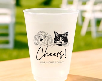 Custom Dog Cups for Wedding - Pet Wedding Cups - Pet Wedding Favors - Personalized Shatterproof Cups - Animal Wedding - Custom Frosted Cups
