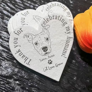 Personalisiertes Haustier-Samenpapier-Herz-Hochzeits-Geschenk, kundenspezifisches Hundehochzeitsgeschenk, Hundeporträt-Samen-Papier, Geburtstags-Party Geschenke für Hundeliebhaber