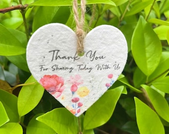 Benutzerdefinierte pflanzbare Saatpapier-Herz-Hochzeitsgeschenke, Wildblumen-Saatpapier, handgemachtes Geschenk für Gäste, Dankeskarte, Babyparty-Gastgeschenke