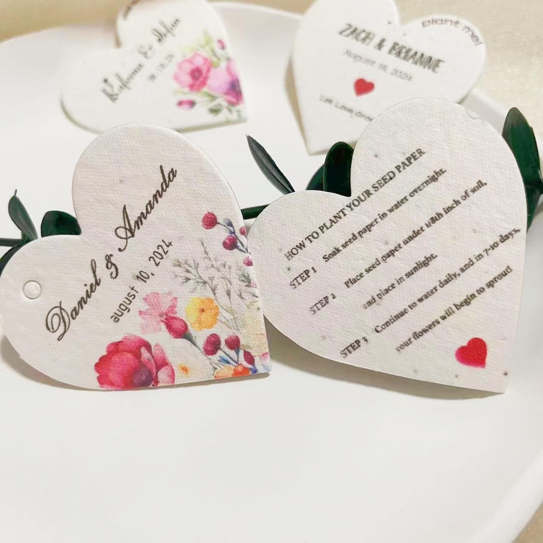 Custom seed paper heart wedding favors handmade gift for guest let