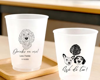 Custom Pet Portrait Tumblers: Personalized Frosted Plastic Wedding Favors