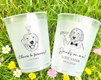 Aangepaste huisdierportret frosted bekers: gepersonaliseerde hond of kat illustratie beker, bruiloft en feestartikelen