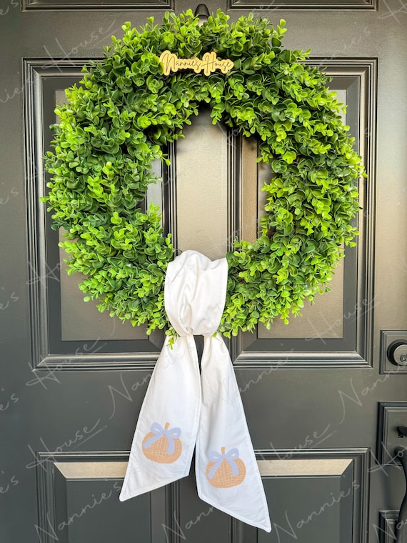 Fall Wreath Sash // Wreath Decor // Customizable // Grandmillenial // Halloween // Thanksgiving // Thanksgiving // Autumn // Monogram