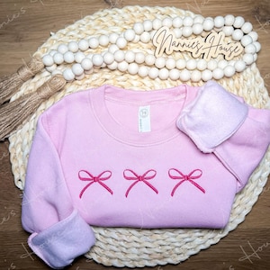 Kids Bow Trio Embroidered Sweatshirt // Trendy Bow