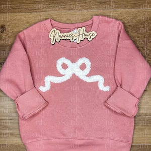 Chenille Bow Embroidered Sweatshirt | Christmas Embroidered Sweatshirt | Girls Embroidered Sweatshirt