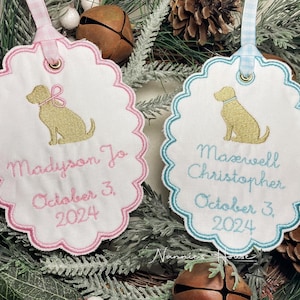 CUSTOM Embroidered Baby Birth Ornament