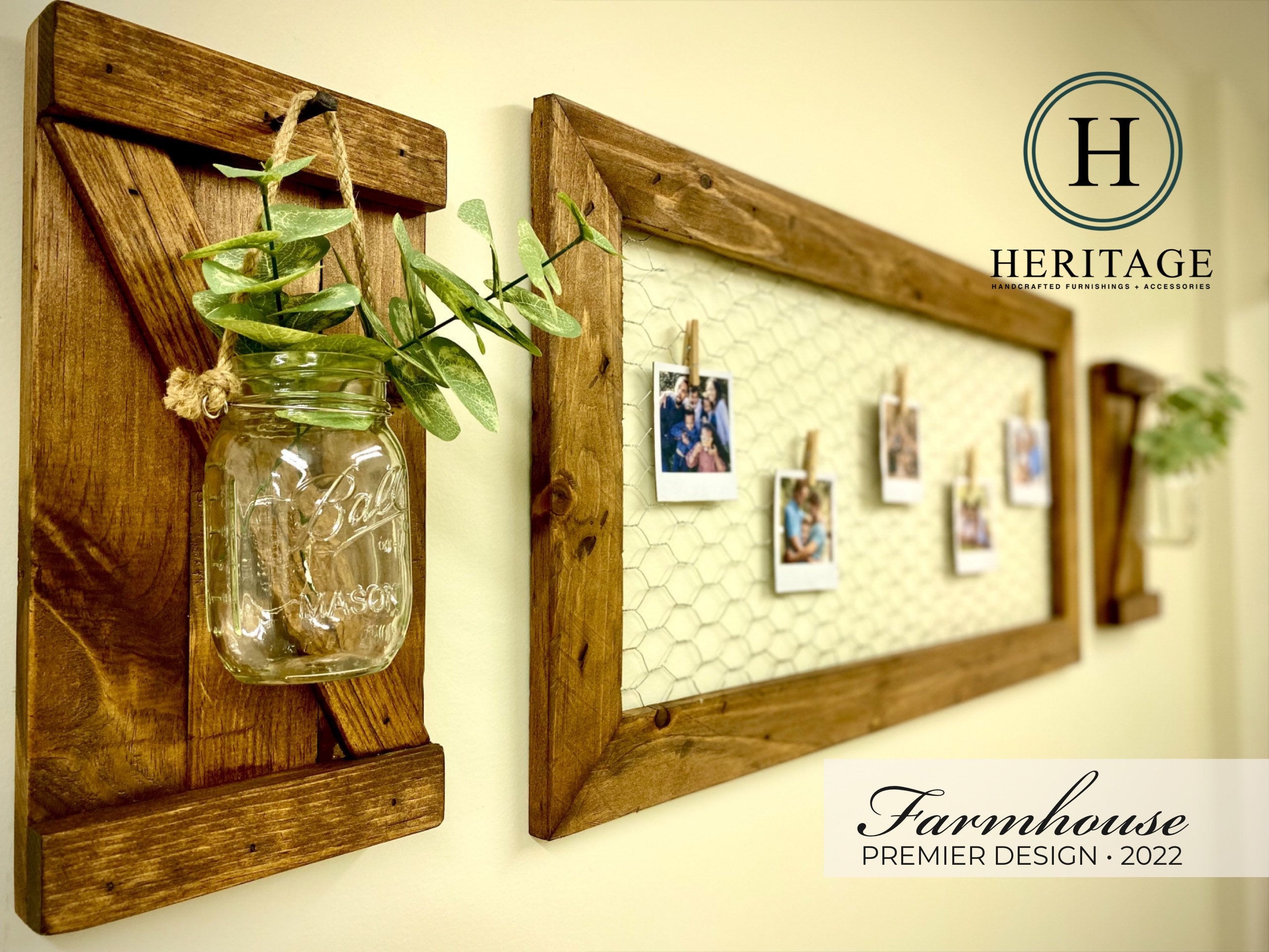 Farmhouse Wall Decor Chicken Wire Frame Mason Jar Lantern Etsy
