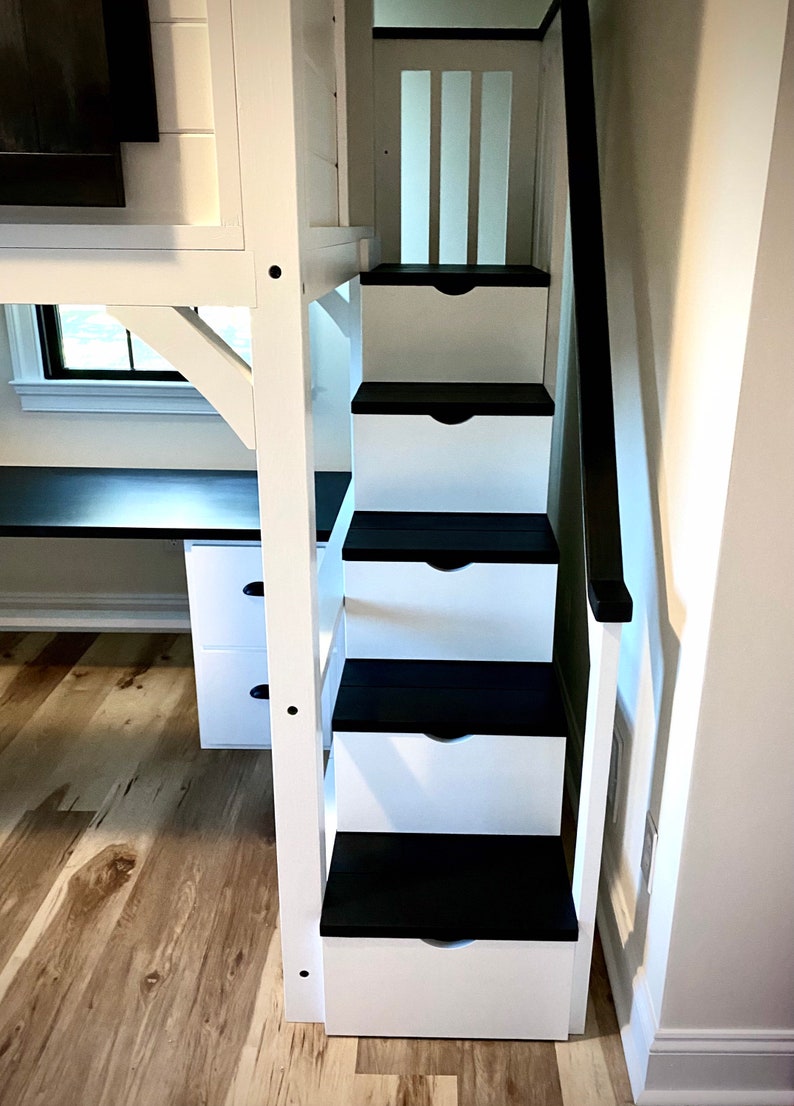 Custom Farmhouse Loft Bed & Bunk Bed Loft Bed With Stairs Etsy