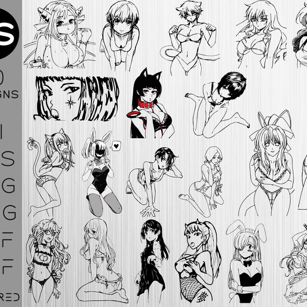 Digital prints - Svg - AI - Esp - Png - Pdf - Dxf - Layered vector - cricut - Instant Download - Manga - Anime girls - Quality product!