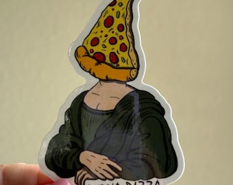 Sticker tranche de pizza - Sticker vinyle rigolo, Sticker pour ordinateur portable, Sticker voiture, Sticker bouteille d'eau, Sticker tranche de Peperoni, Sticker italien