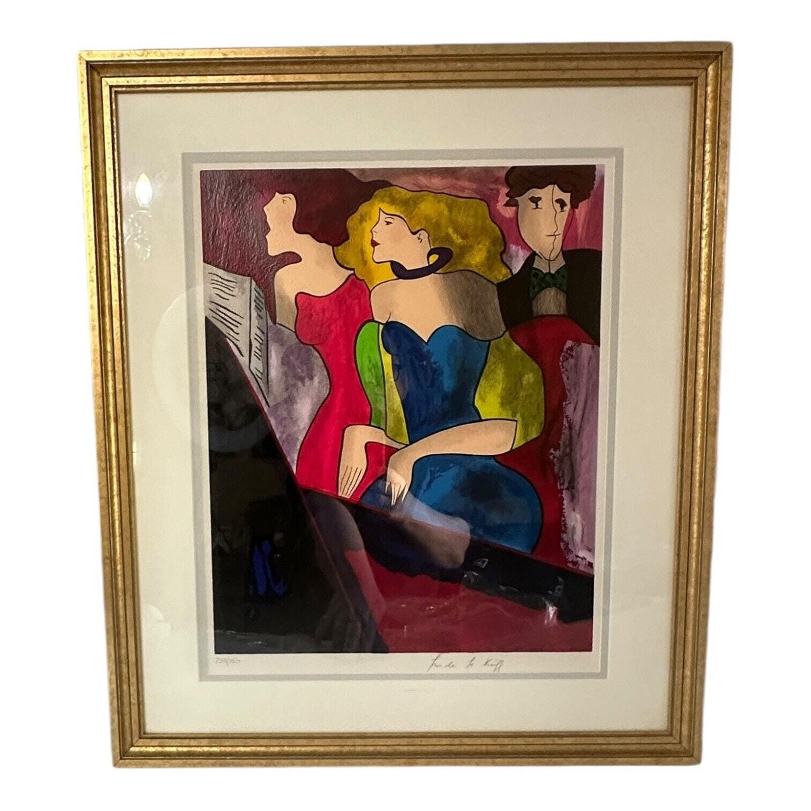 Linda Le Kinff リンダ・ル・キンフ リトグラフ 2枚セット 額装済 Linda Le Kinff リンダ・ル・キンフ リトグラフ 2枚セット 額装済