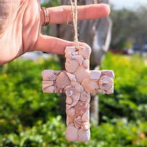 Seashell Cross Ornament / Cross Ornament / Seashell Cross / Christmas Ornament / Hanging Decoration / Beach Decor / Coastal Decor