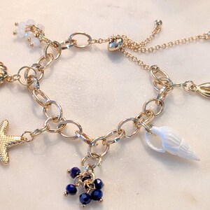 Charm Bracelet / Coastal bracelet / Seashell charm bracelet / Coastal jewelry