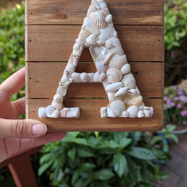 Small Seashell Letter Decor: Personalized Coastal Decor, Beach Wall Hanging