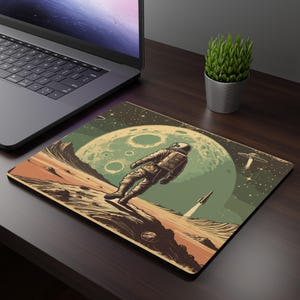 Astronauten-Themed Maus Pad | Weltraum Dekor, Gamer Geschenk, Einzigartiges Büro Accessoire, Planeten Design, Computer Zubehör