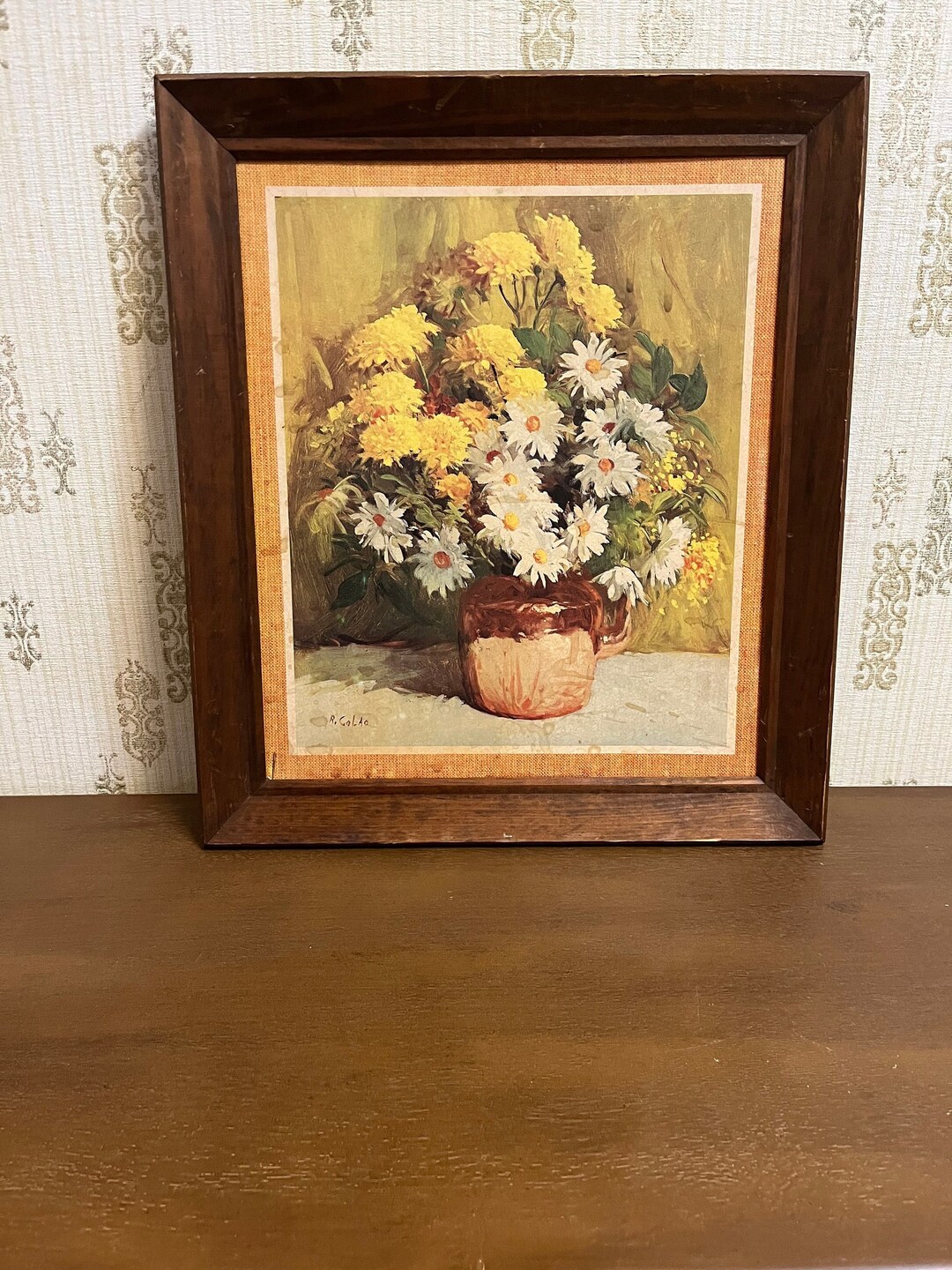 Vintage Flower Art Print With Wood Frame by Rudolph Colao Etsy