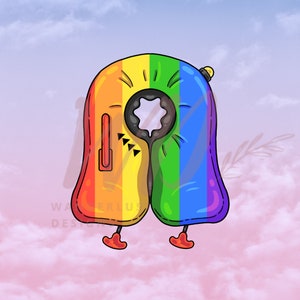 Pride Colors Flight Attendant Life Vest Sticker- PNG Descarga digital