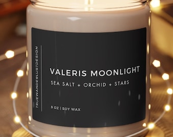 Valeris Moonlight Scented Soy Candle, Acotar, Book Inspired candle, Fantasy candle, Acotar Fan Gift, Book Lover Candle