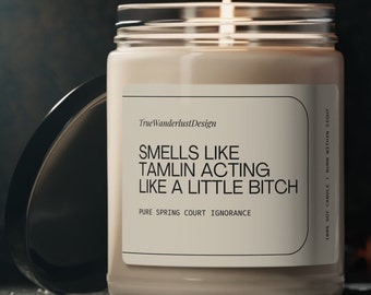 Huele a vela Tamlin, regalo de vela temática de Acotar, vela temática inspirada en libros, vela temática de fantasía, regalo de fan de Acotar, vela amante de los libros