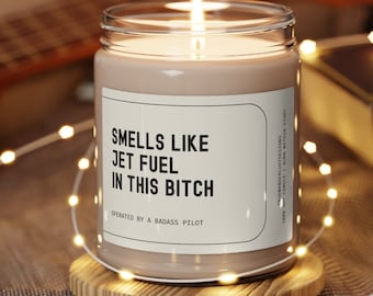 Smells Like Jet Fuel Candle Gift, Pilot Gifts for Men, Aviation Theme Gift, Airplane Candle, Aviation Gift Funny, Pilot Gift, New Pilot Gift
