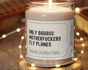 Funny Pilot Gifts for Men in Aviation Theme, Only Badass Pilots Fly Planes Candle, Airplane Candle, Aviation Gift, Future New Pilot Gift