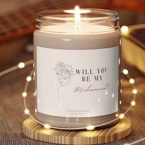 Will you be my Brautjungfer Kerzenvorschlag Geschenk, Brautjungfer Andenken Geschenk, Brautjungfer Hochzeitskerze Idee Vorschlag