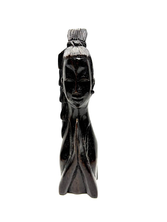 ヴィンテージの手彫り木製アジアン祈る女性像 - Etsy 日本