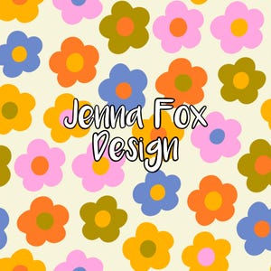 Motif floral rétro sans couture style années 70 groovy design surface usage commercial 300 DPI PNG JPG papiers numériques Téléchargement numérique instantané